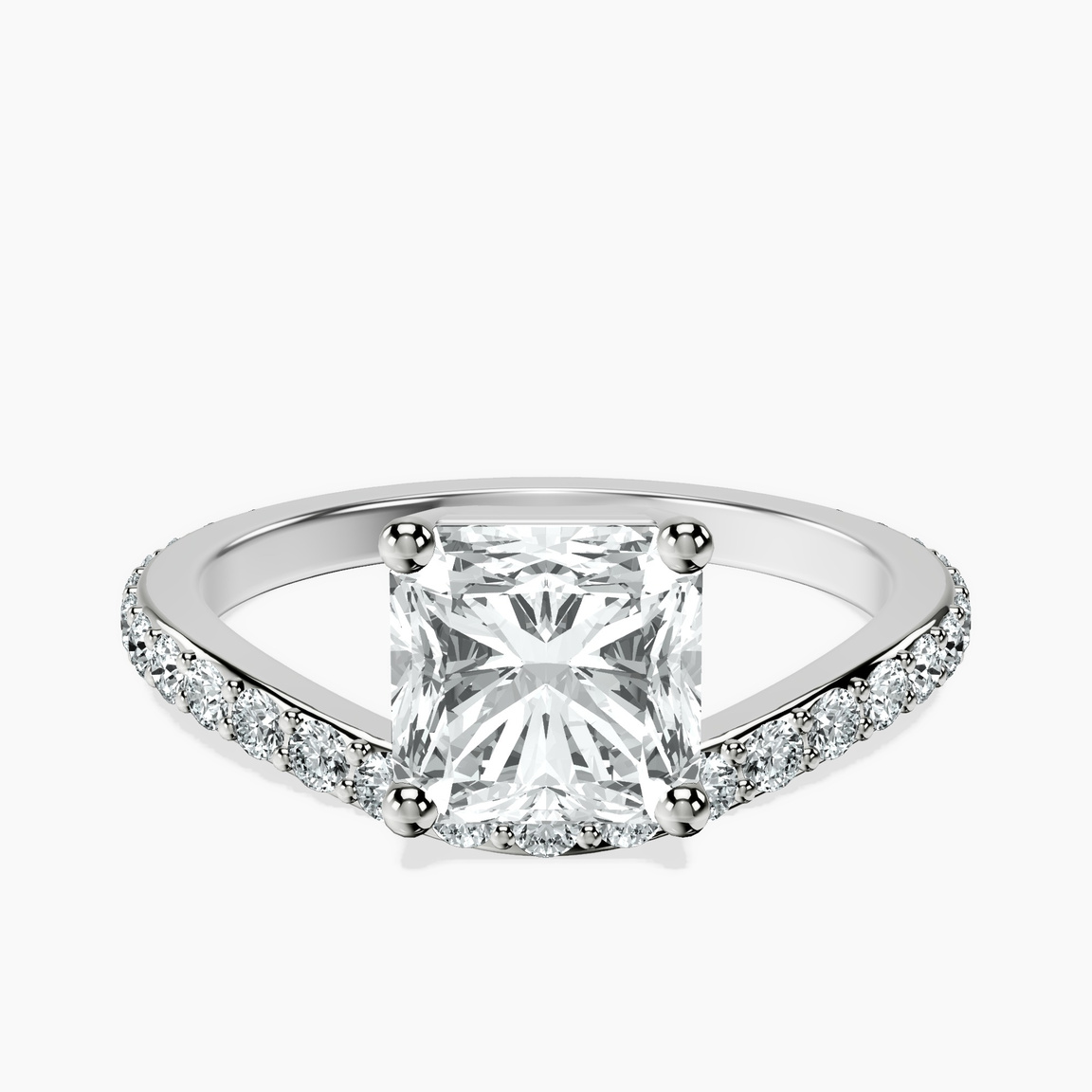 9ct White Gold Pave Crest Lab Diamond Ring front image