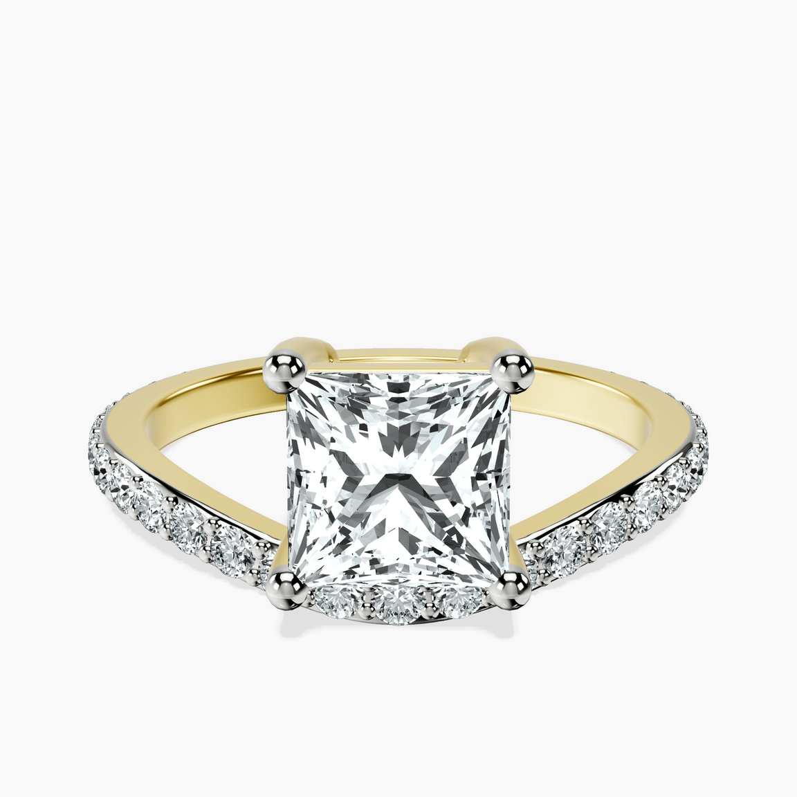 18ct Yellow Gold Pave Crest Lab Diamond Ring front image
