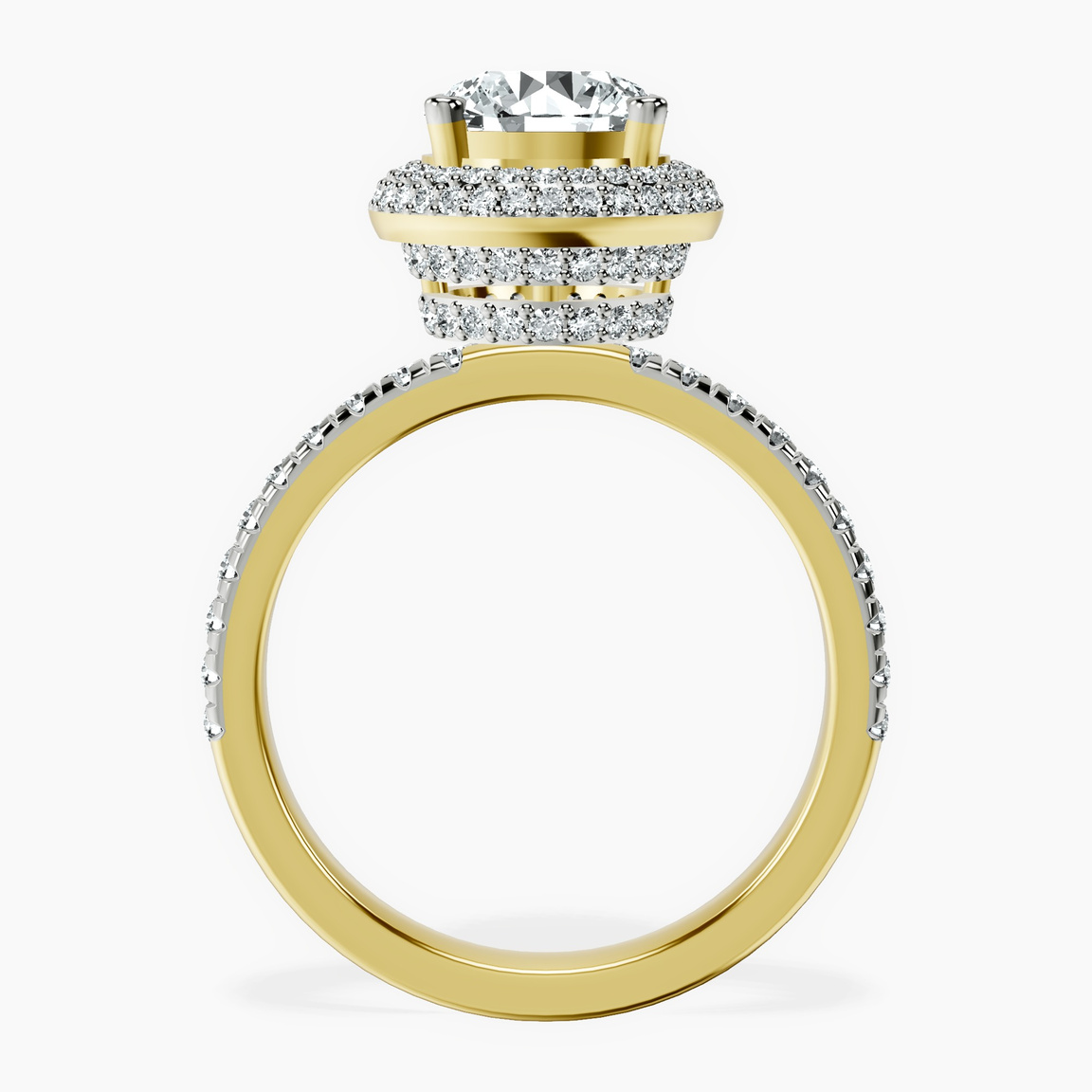 18ct Yellow Gold Amarya Secret Double Halo Lab Diamond Ring side right image one