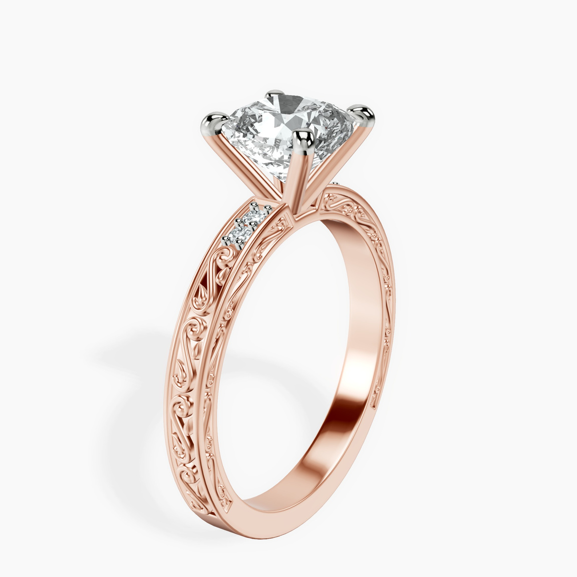 18ct Rose Gold Antique Allure Vintage Lab Diamond Ring standing product image one