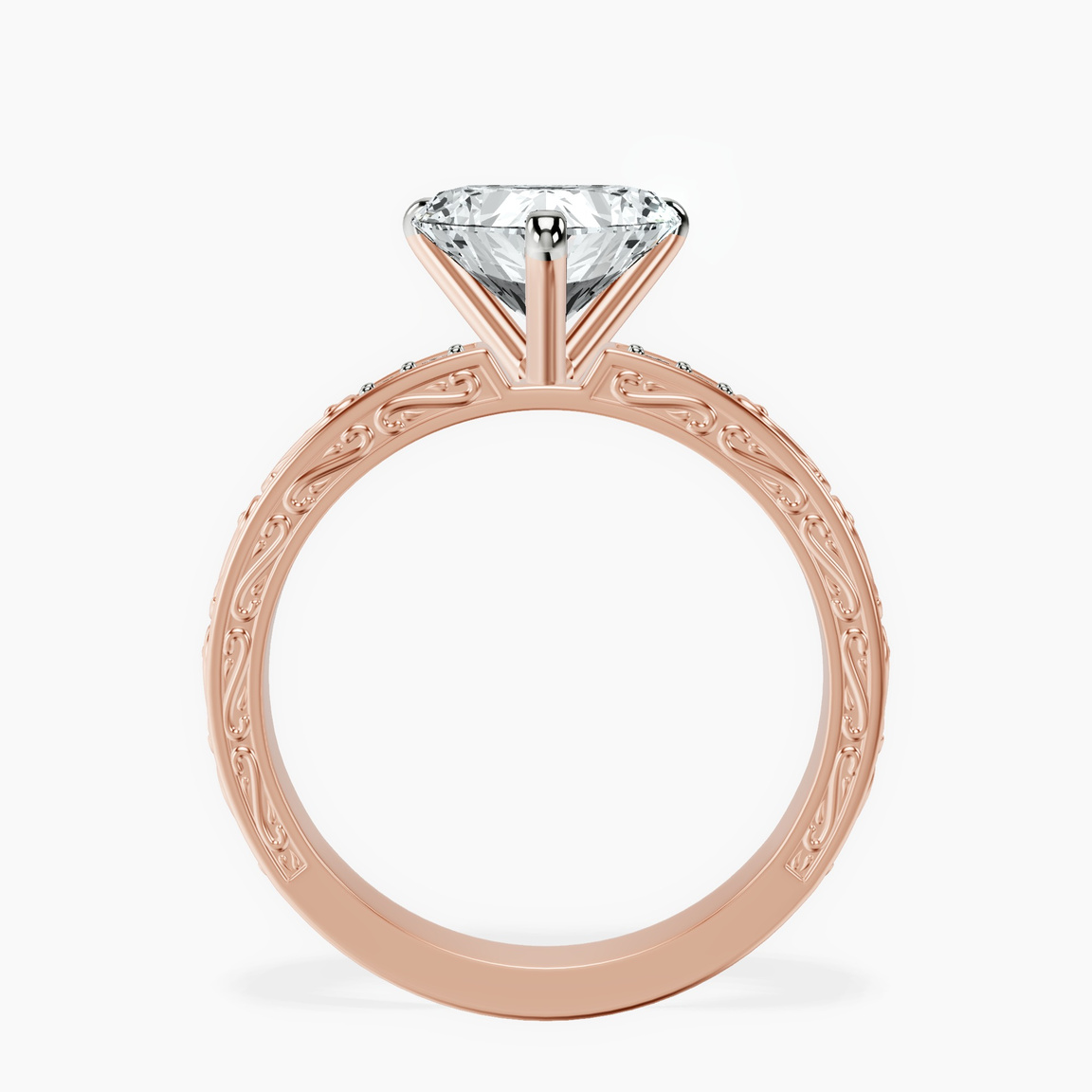 14ct Rose Gold Antique Allure Vintage Lab Diamond Ring side right image one