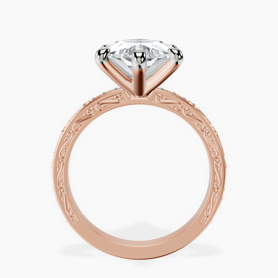 10kt Rose Gold Antique Allure Vintage Lab Diamond Ring side right image one
