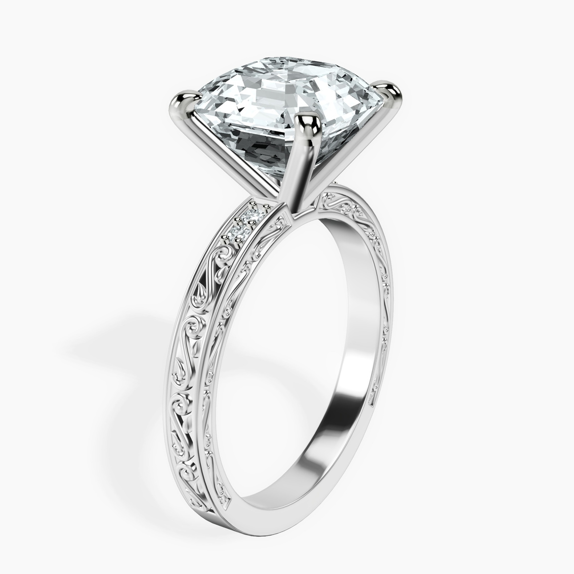 10kt White Gold Antique Allure Vintage Lab Diamond Ring standing product image one