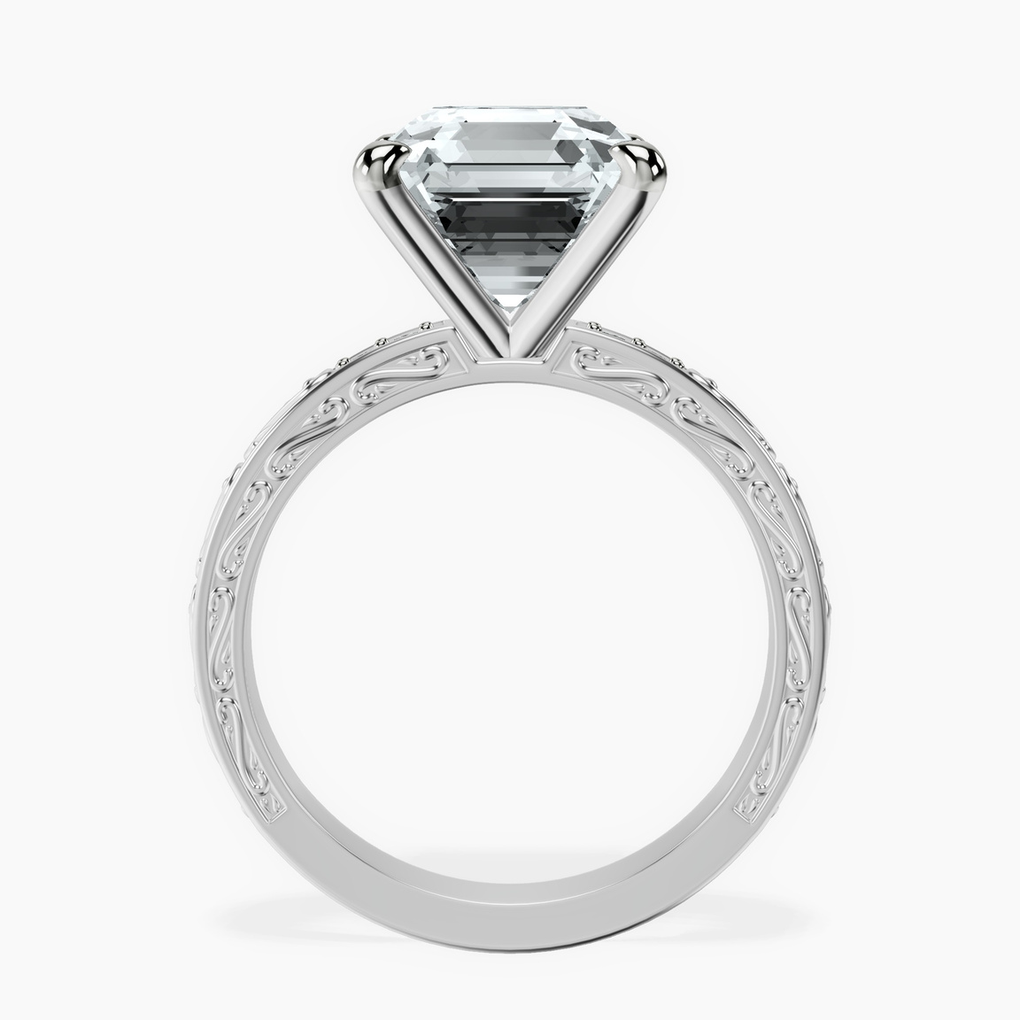 10kt White Gold Antique Allure Vintage Lab Diamond Ring side right image one
