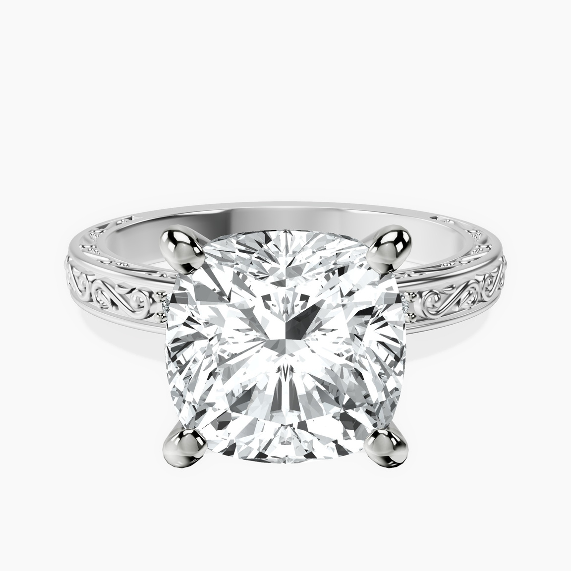 10kt White Gold Antique Allure Vintage Lab Diamond Ring front image