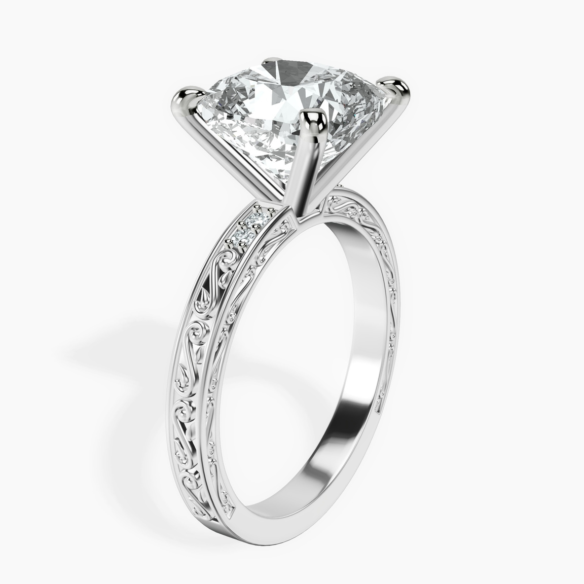 10kt White Gold Antique Allure Vintage Lab Diamond Ring standing product image one