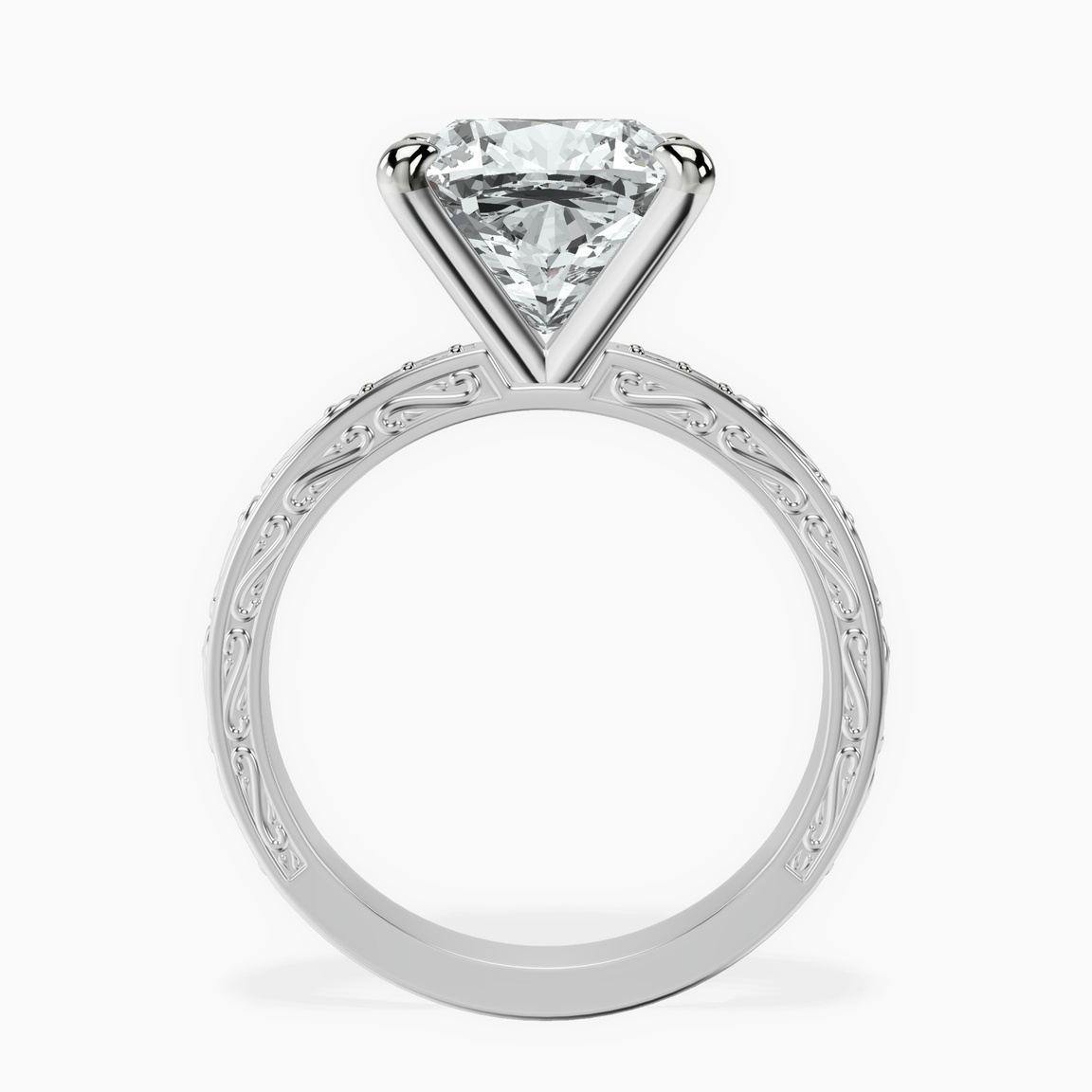 10kt White Gold Antique Allure Vintage Lab Diamond Ring side right image one