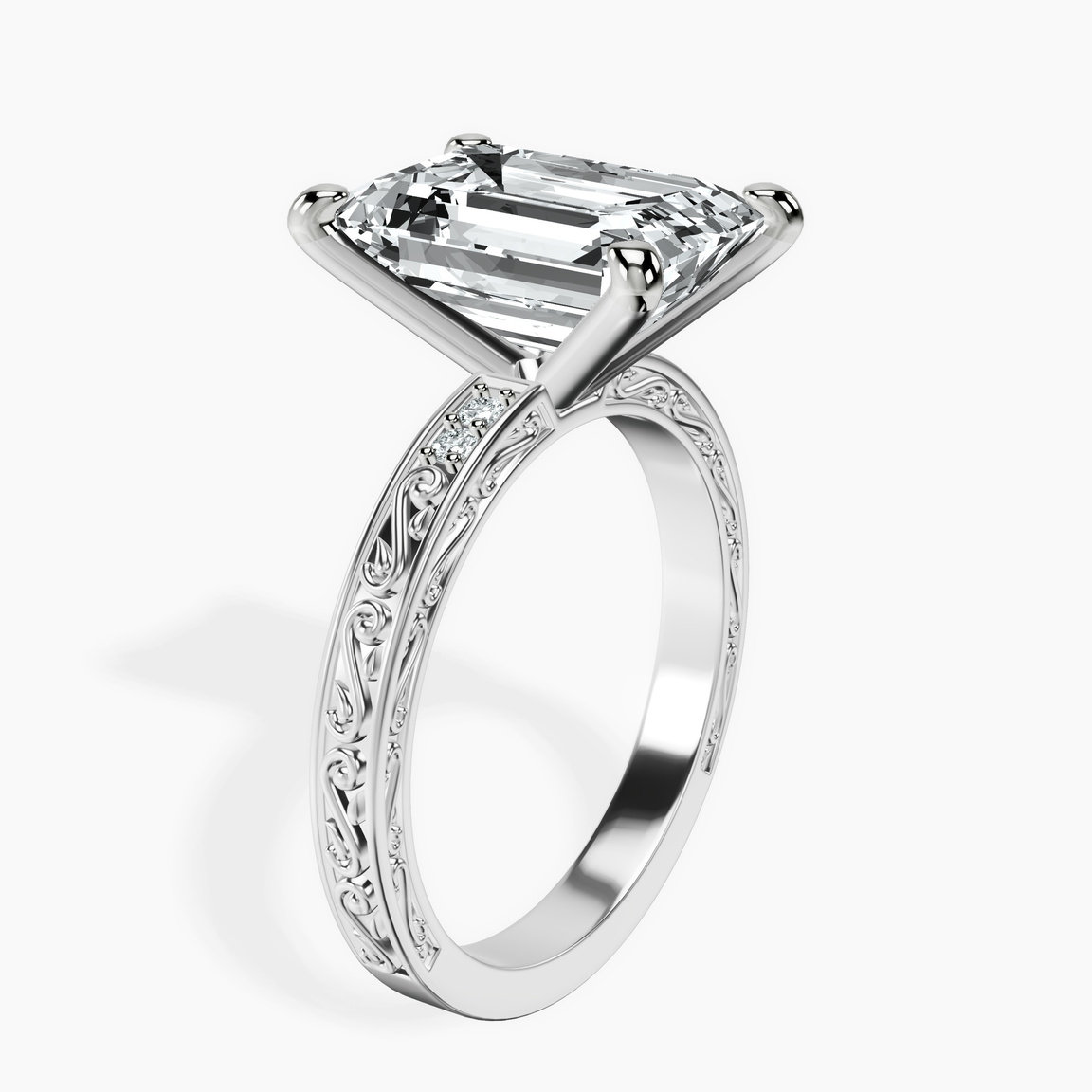 10kt White Gold Antique Allure Vintage Lab Diamond Ring standing product image one