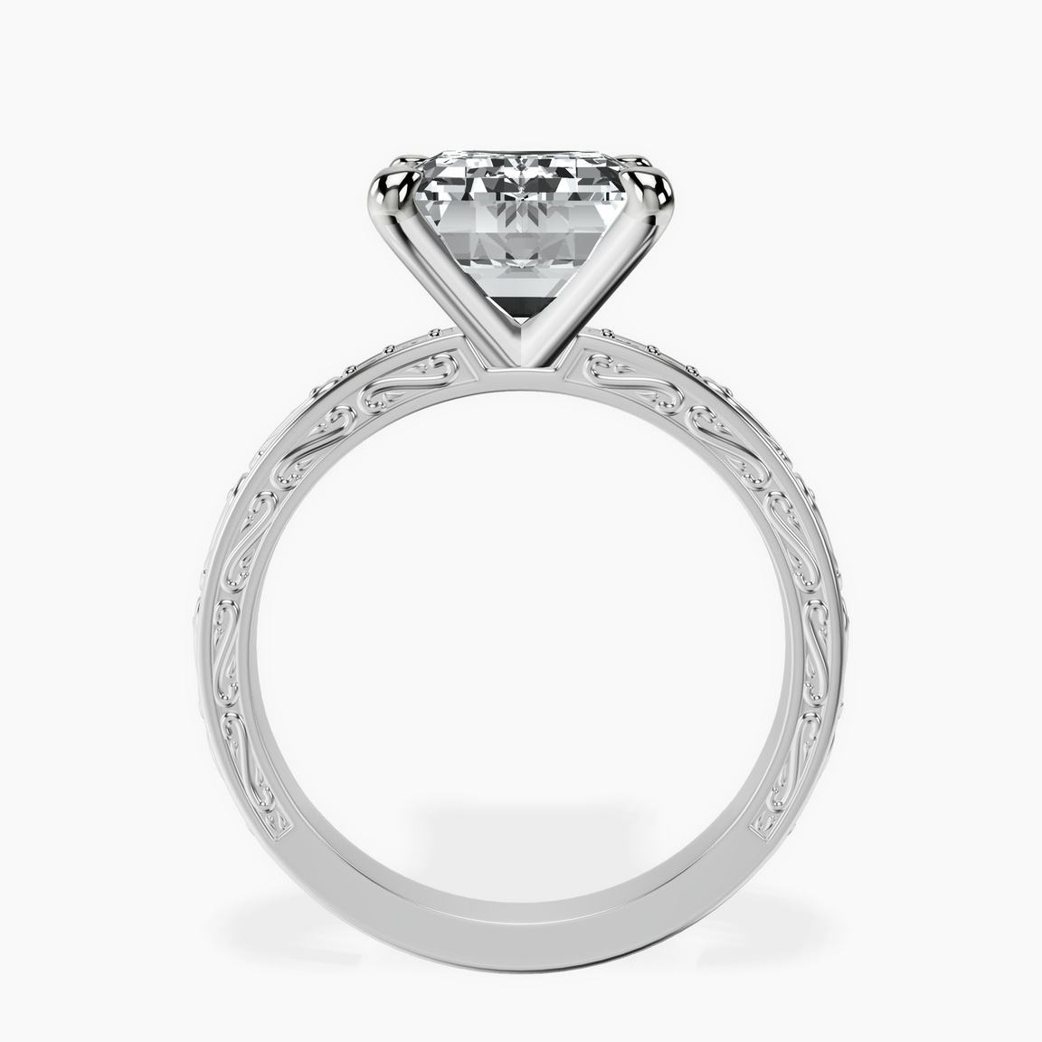 10kt White Gold Antique Allure Vintage Lab Diamond Ring side right image one