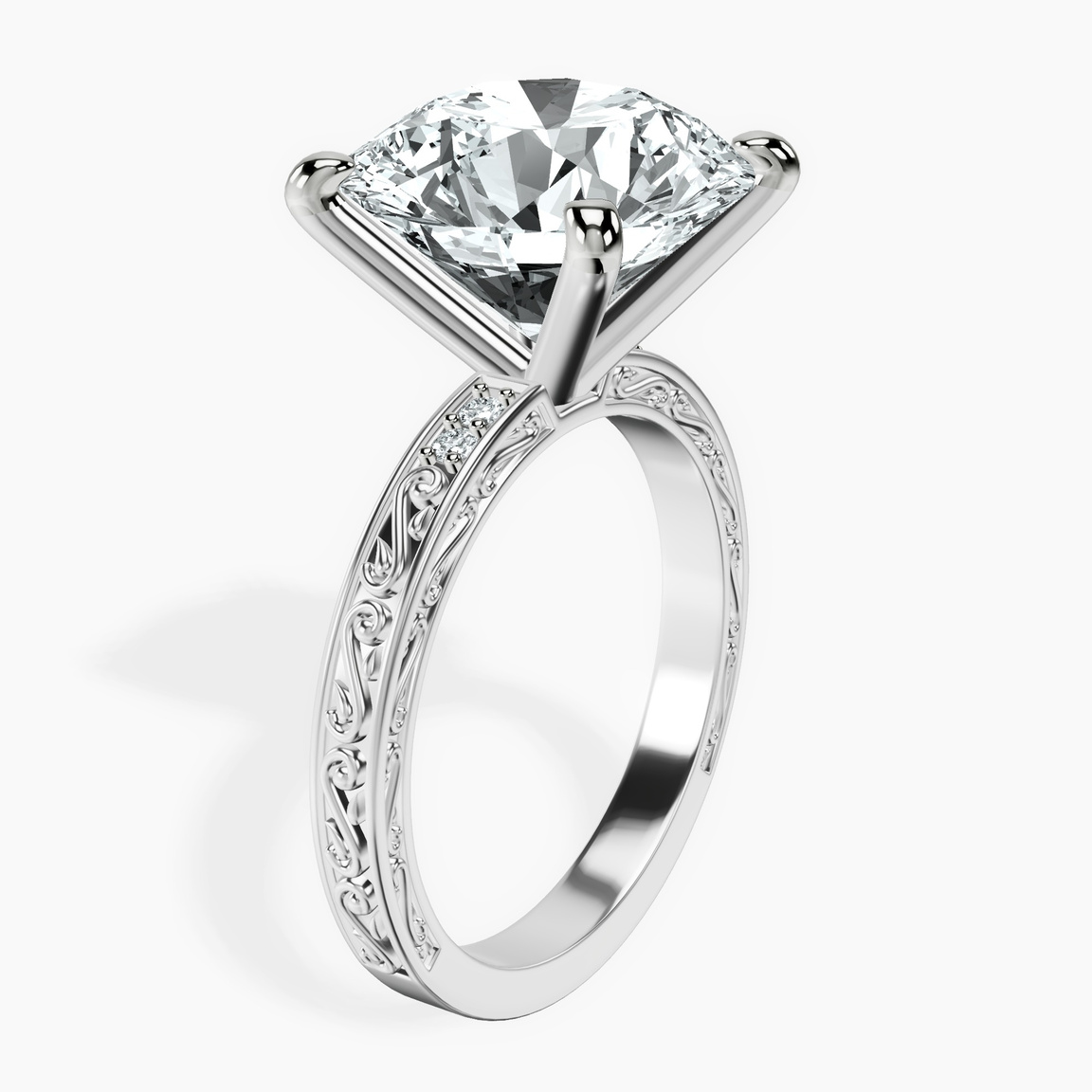Platinum Antique Allure Vintage Lab Diamond Ring standing product image one