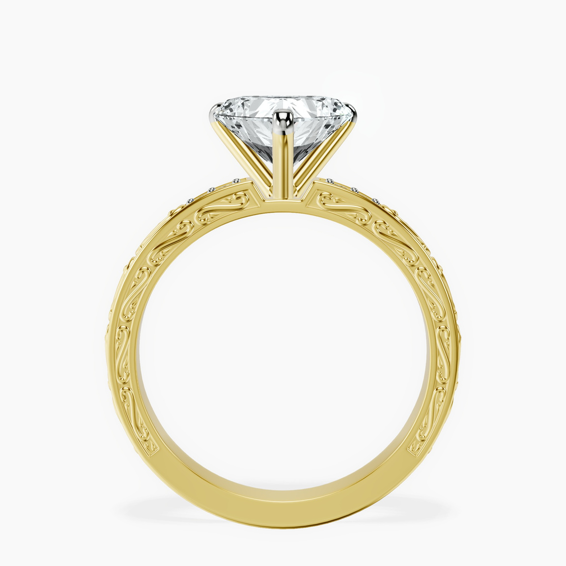 14ct Yellow Gold Antique Allure Vintage Lab Diamond Ring side right image one