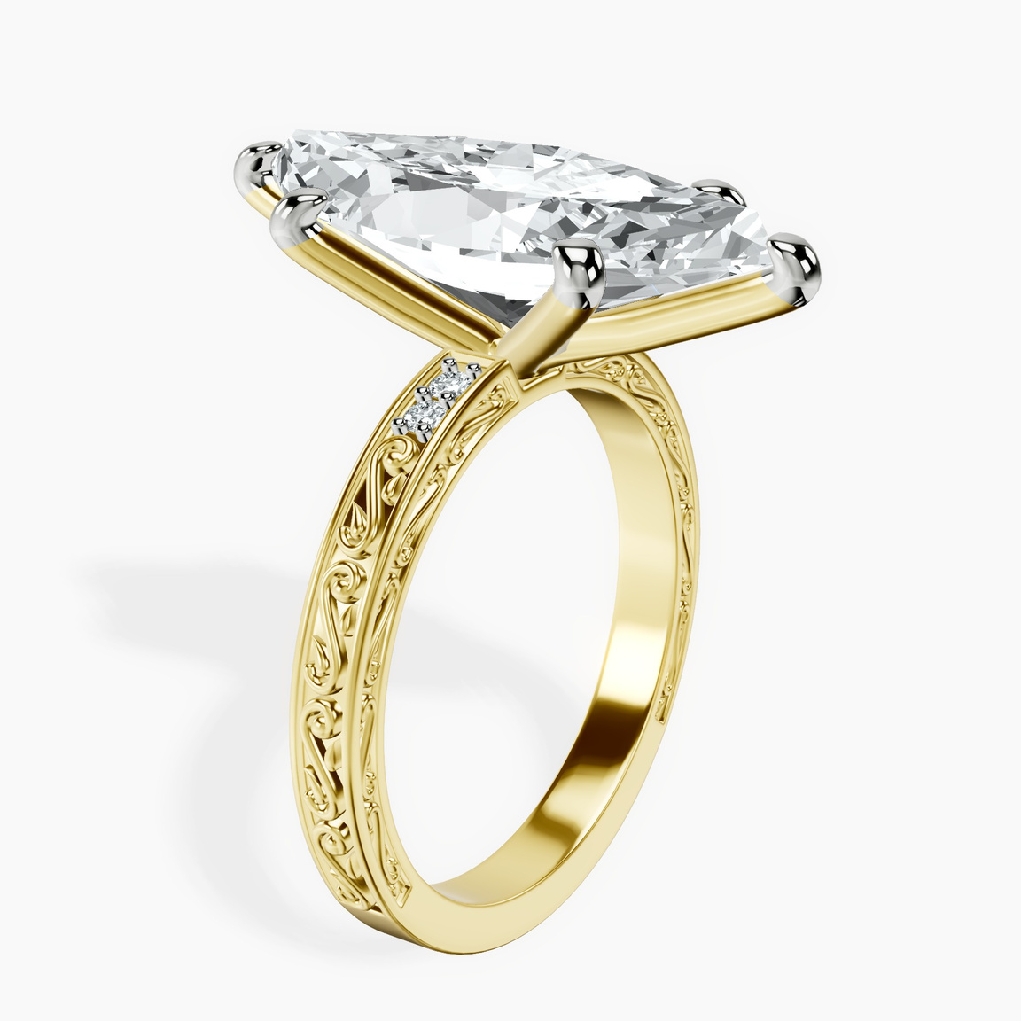 18kt Yellow Gold Antique Allure Vintage Lab Diamond Ring standing product image one