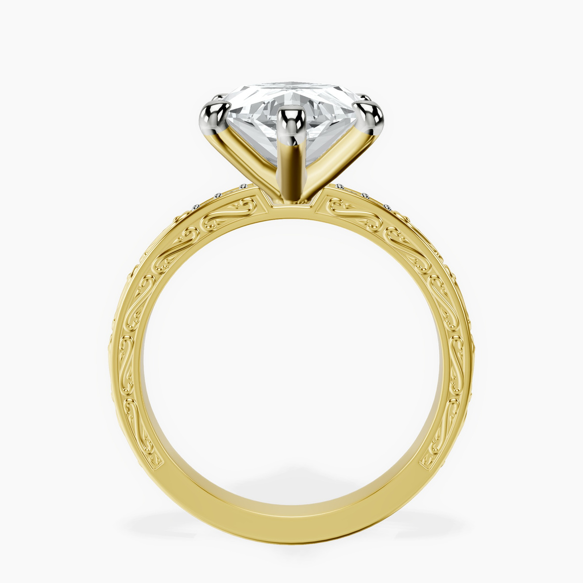 18kt Yellow Gold Antique Allure Vintage Lab Diamond Ring side right image one