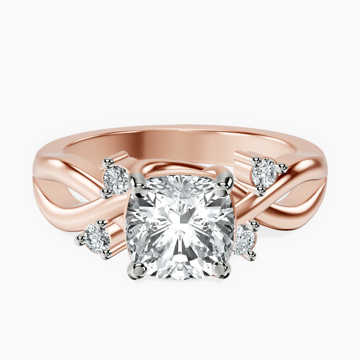 9ct Rose Gold Twisted Blossom Lab Diamond Ring front image