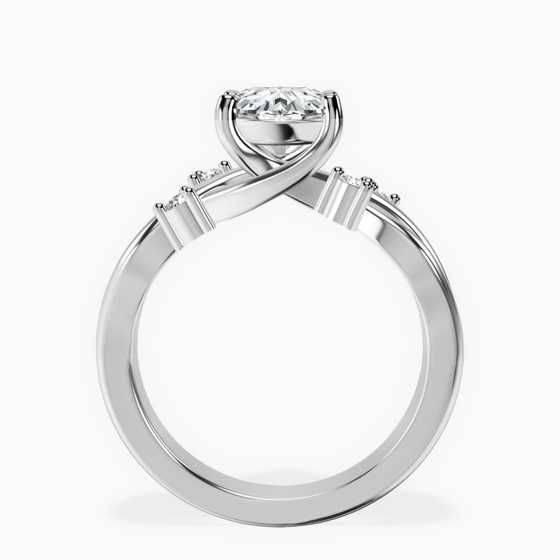 10kt White Gold Twisted Blossom Lab Diamond Ring side right image one