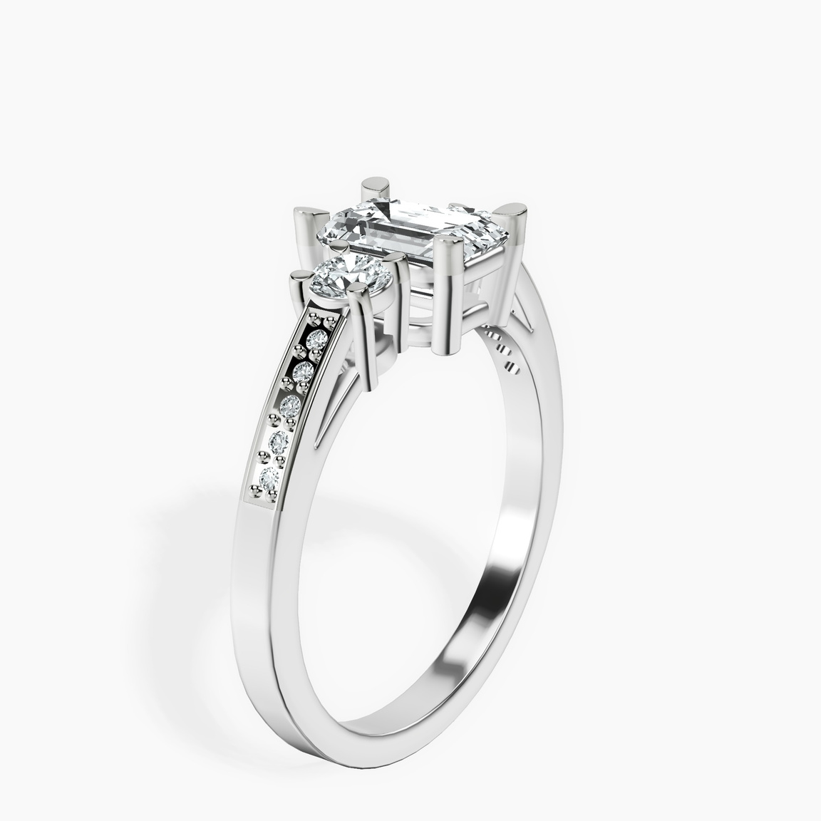10kt White Gold Trilogy Three Stone Lab Diamond Ring standing product image one