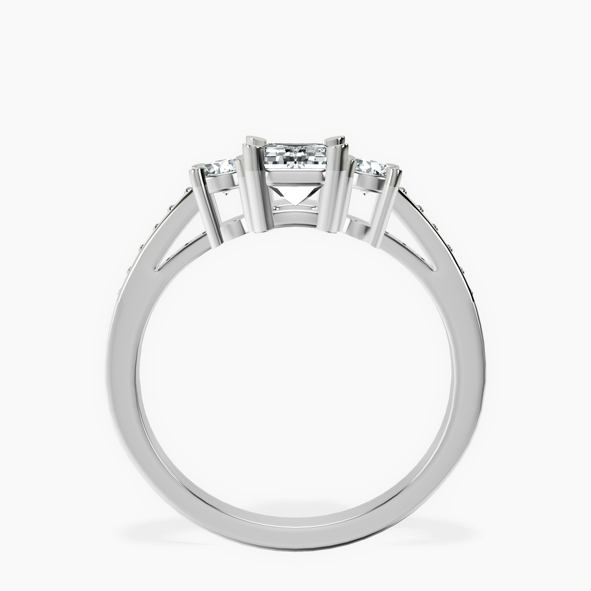 10kt White Gold Trilogy Three Stone Lab Diamond Ring side right image one