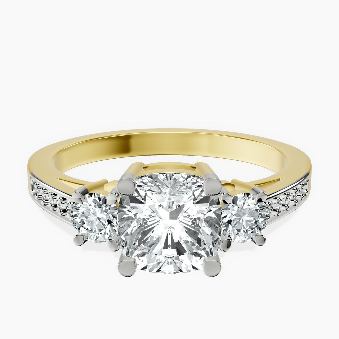 10kt Yellow Gold Trilogy Three Stone Lab Diamond Ring front image