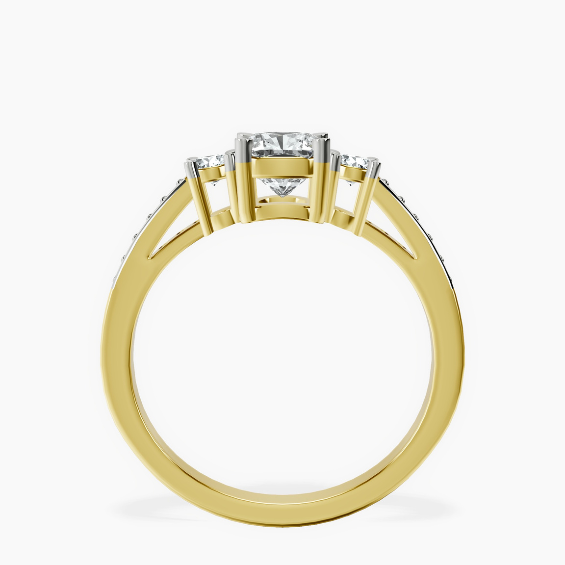 10kt Yellow Gold Trilogy Three Stone Lab Diamond Ring side right image one