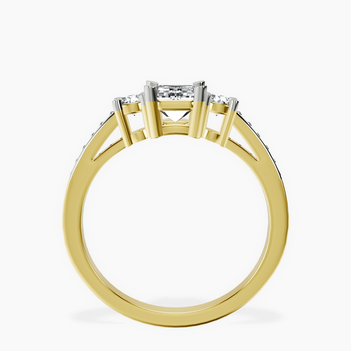 10kt Yellow Gold Trilogy Three Stone Lab Diamond Ring side right image one