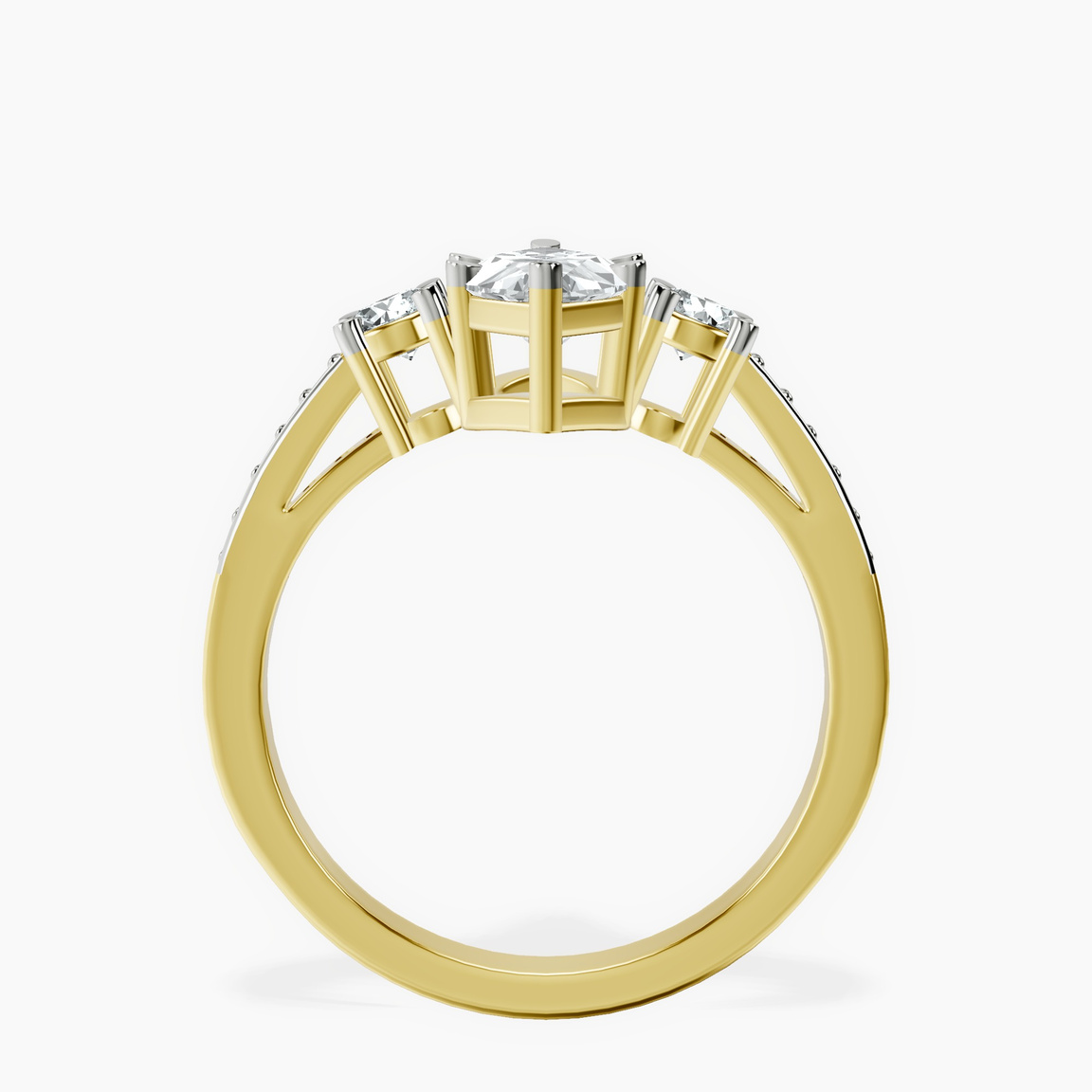 10kt Yellow Gold Trilogy Three Stone Lab Diamond Ring side right image one