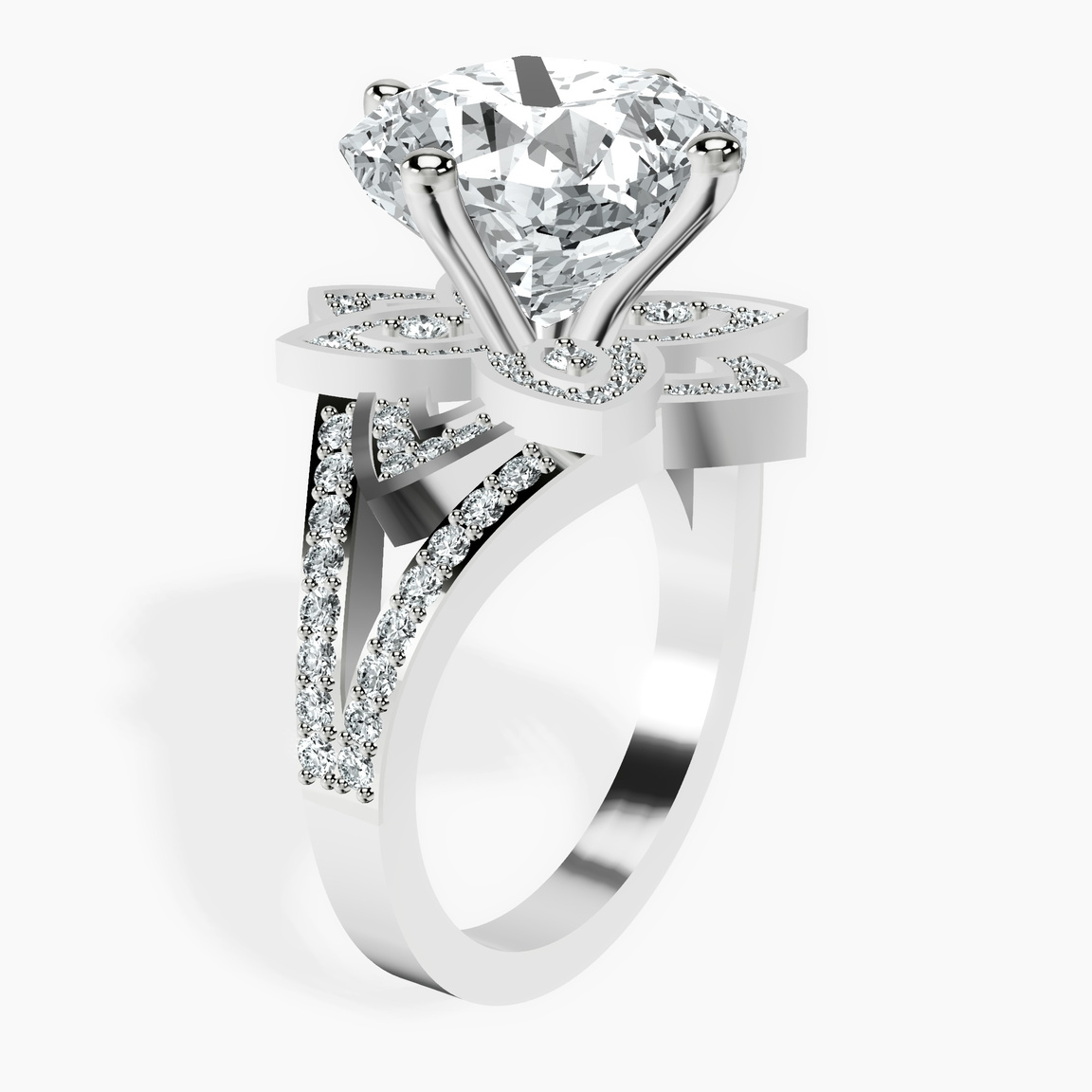 10kt White Gold Indigo Vintage Lab Diamond Ring standing product image one