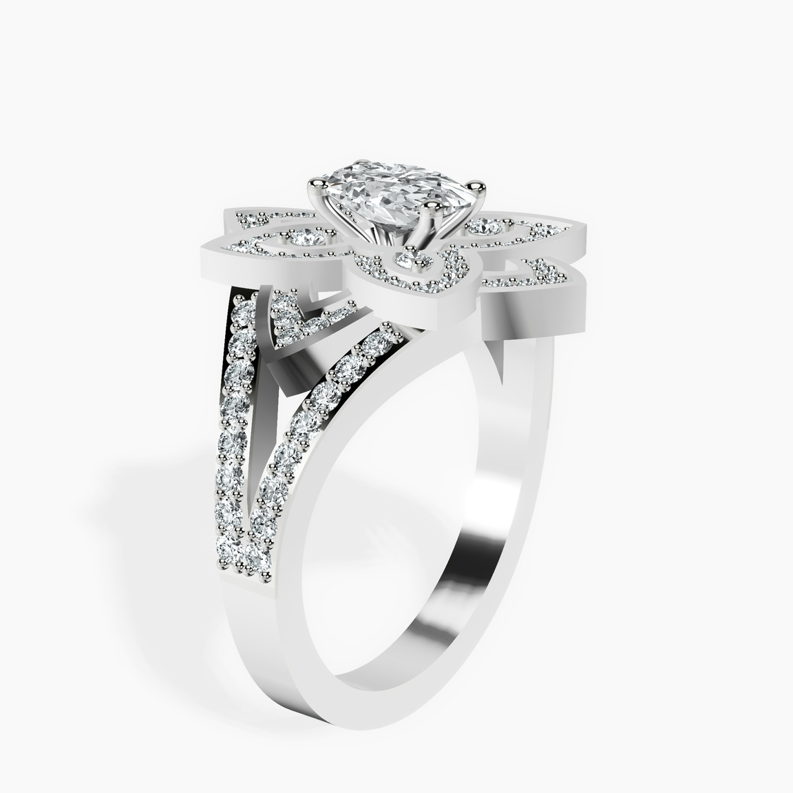 10kt White Gold Indigo Vintage Lab Diamond Ring standing product image one