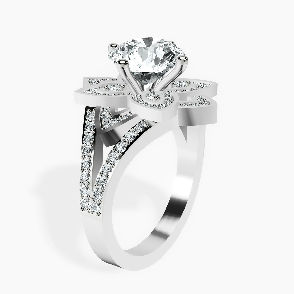 10kt White Gold Indigo Vintage Lab Diamond Ring standing product image one