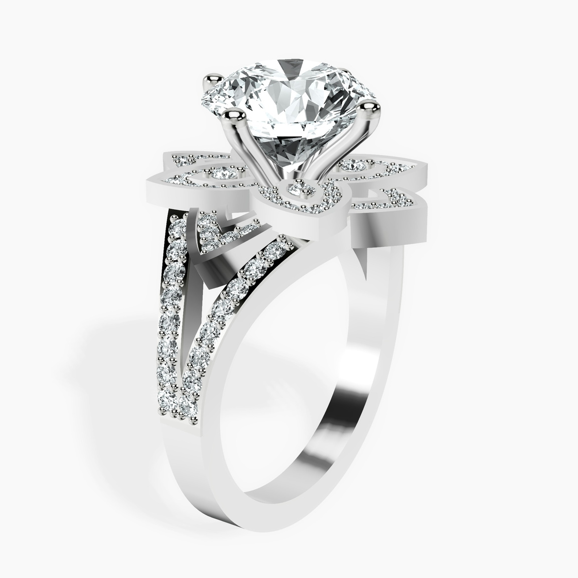 10kt White Gold Indigo Vintage Lab Diamond Ring standing product image one