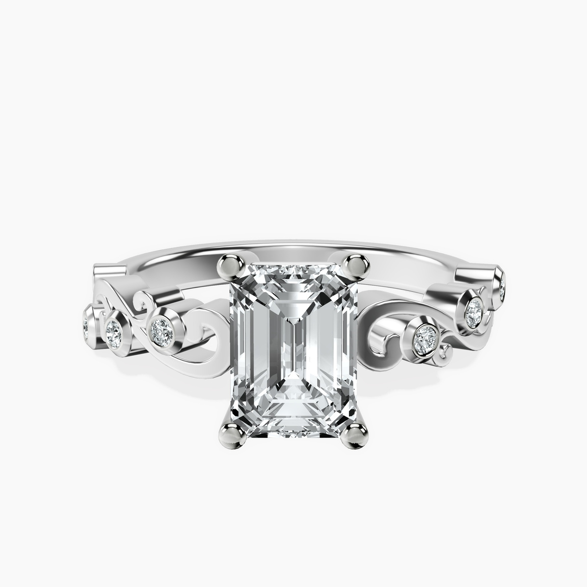 10kt White Gold Catrina Cutwork Lab Diamond Ring front image