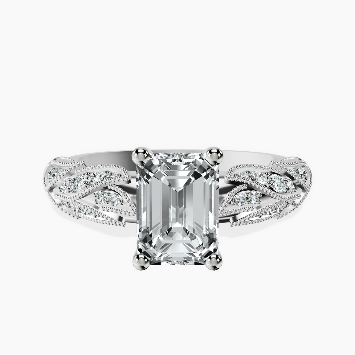 10kt White Gold Vintage Willow Lab Diamond Ring front image