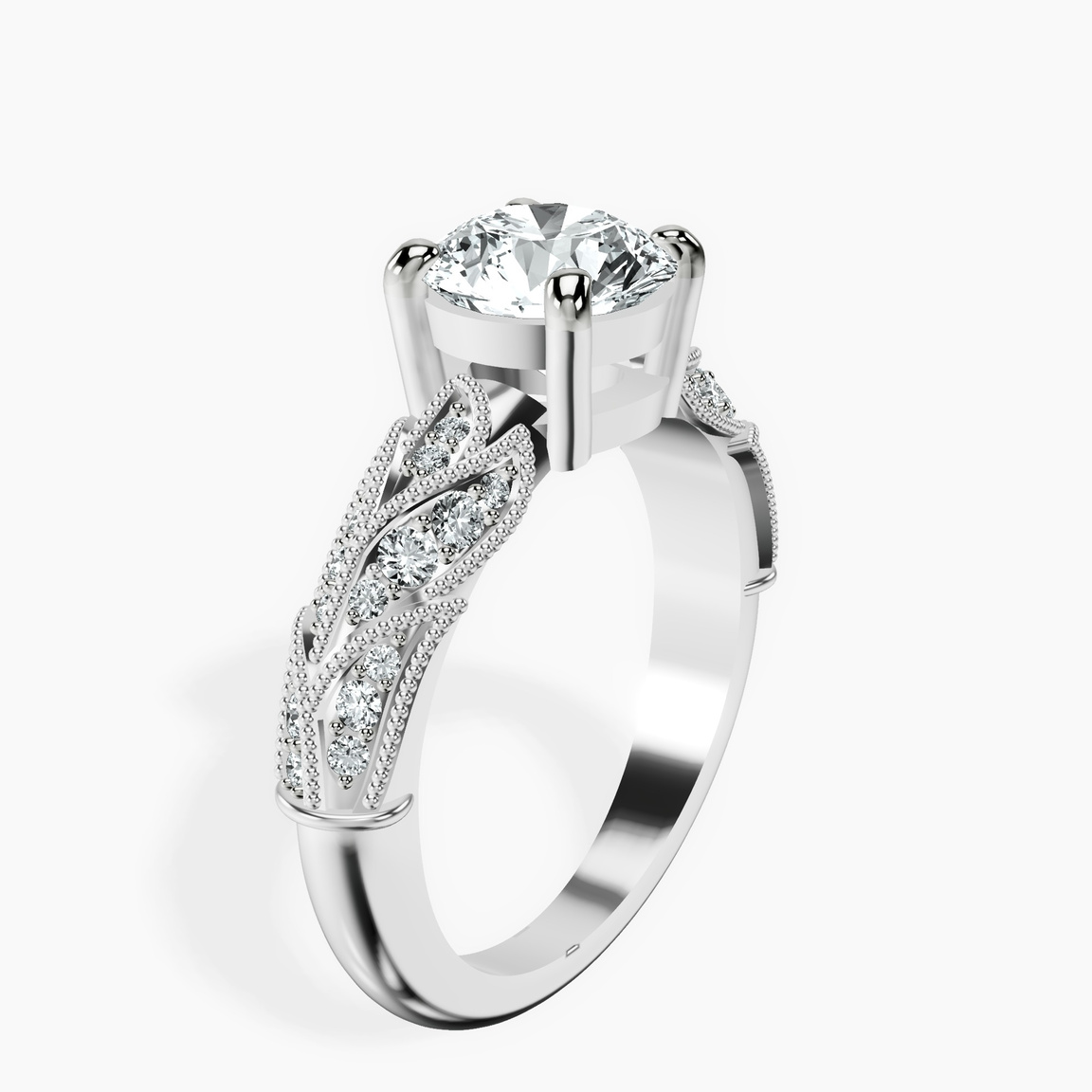 9ct White Gold Vintage Willow Lab Diamond Ring standing product image one