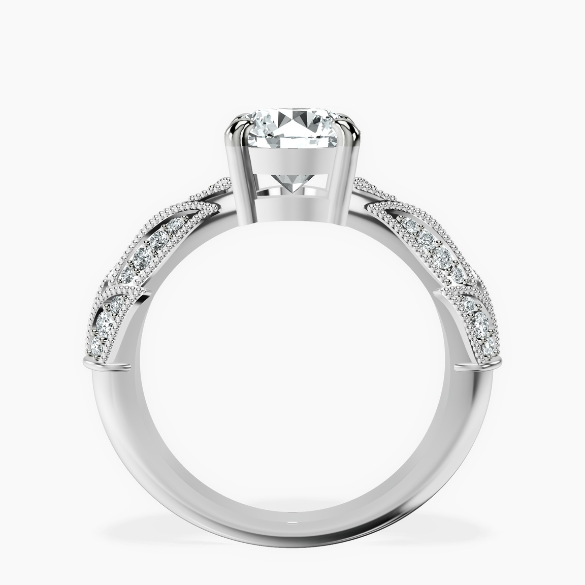 9ct White Gold Vintage Willow Lab Diamond Ring side right image one