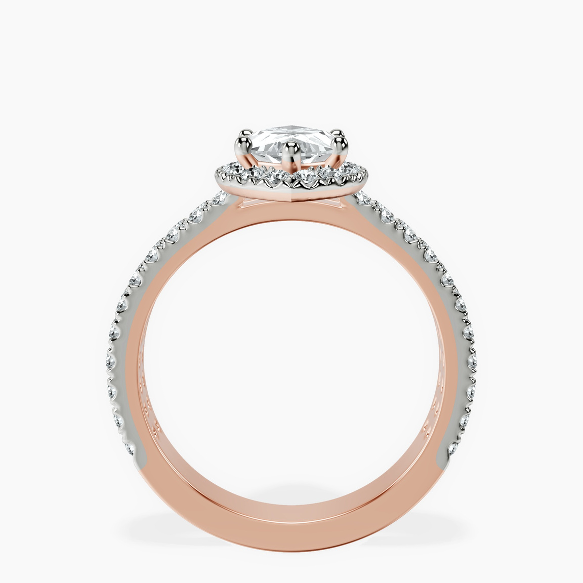 9ct Rose Gold Luna Split Shank Halo Lab Diamond Ring side right image one