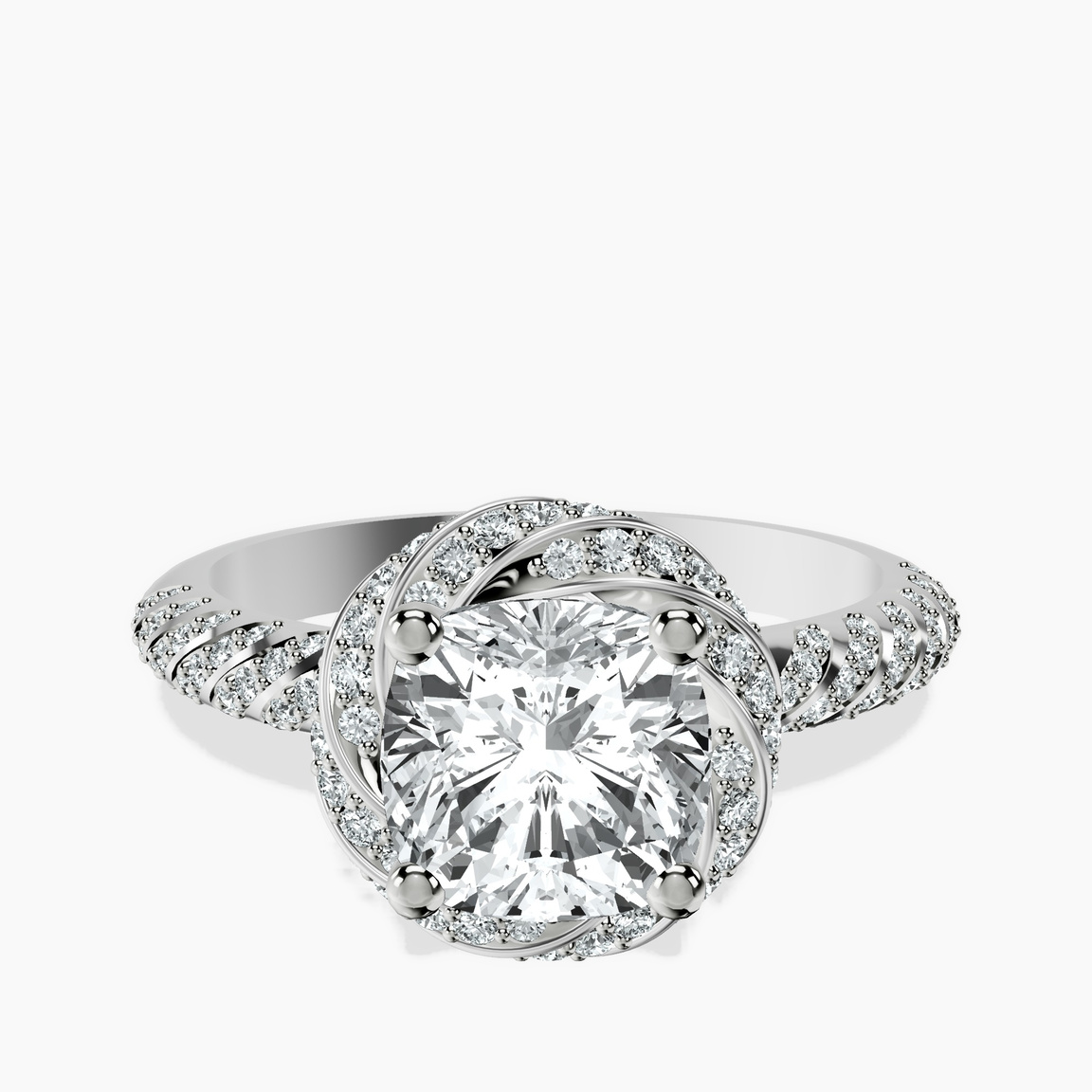 Platinum Entwined Love Halo Lab Diamond Ring front image