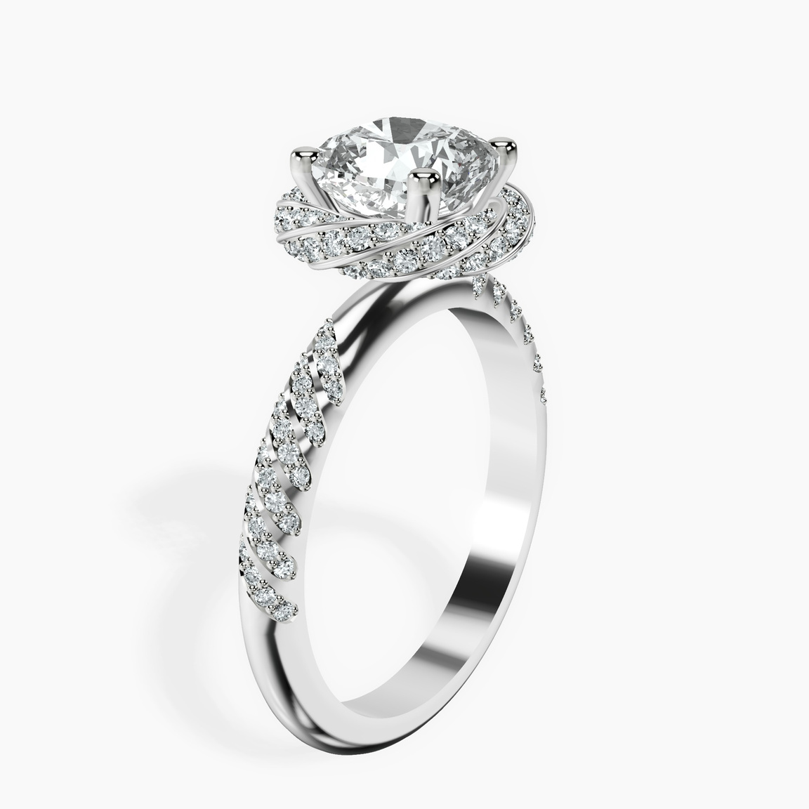 Platinum Entwined Love Halo Lab Diamond Ring standing product image one