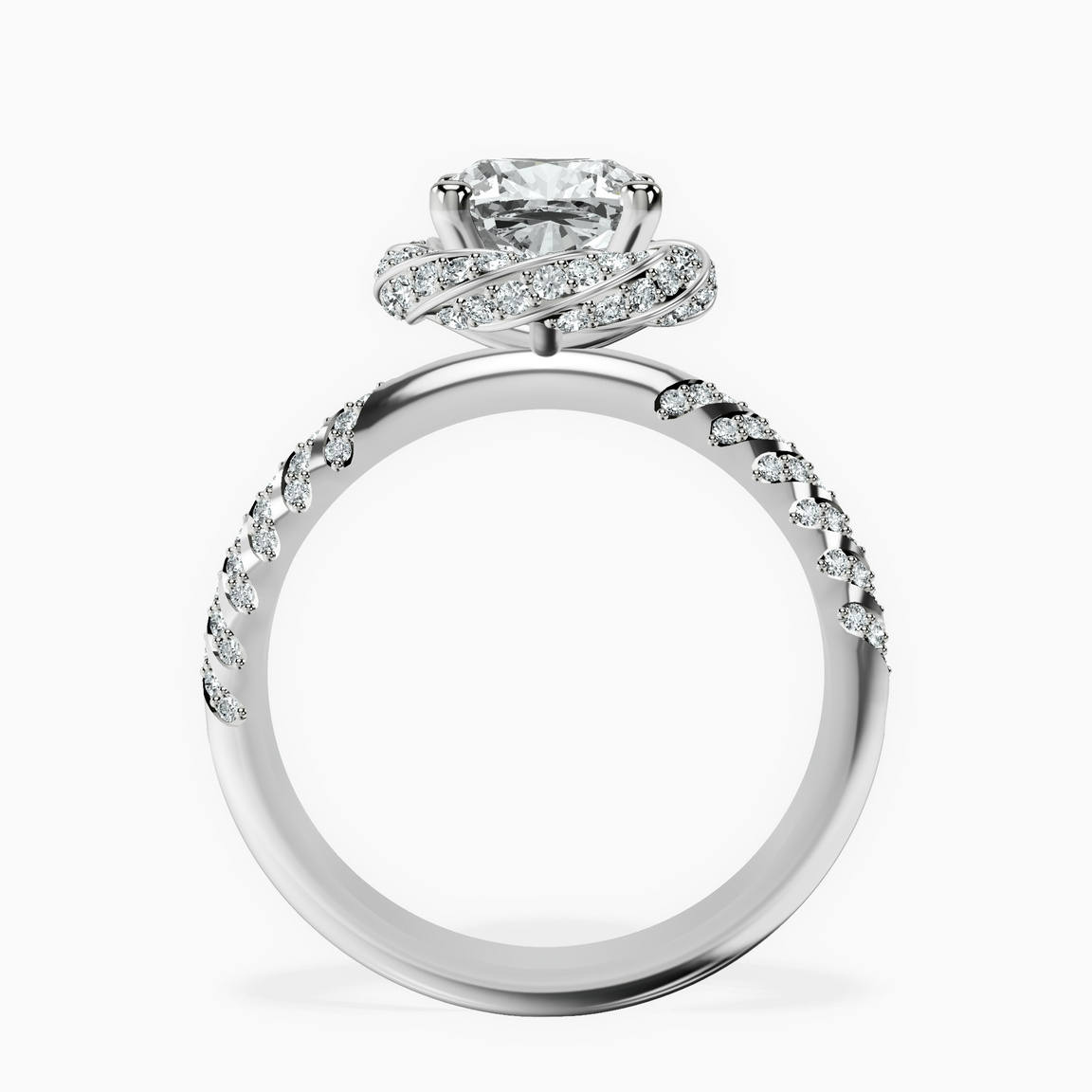 Platinum Entwined Love Halo Lab Diamond Ring side right image one
