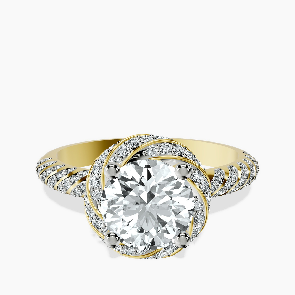 10kt Yellow Gold Entwined Love Halo Lab Diamond Ring front image