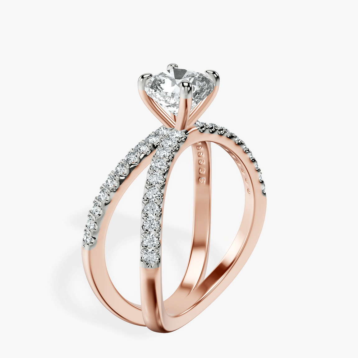18kt Rose Gold Dakota Criss Cross Lab Diamond Ring standing product image one