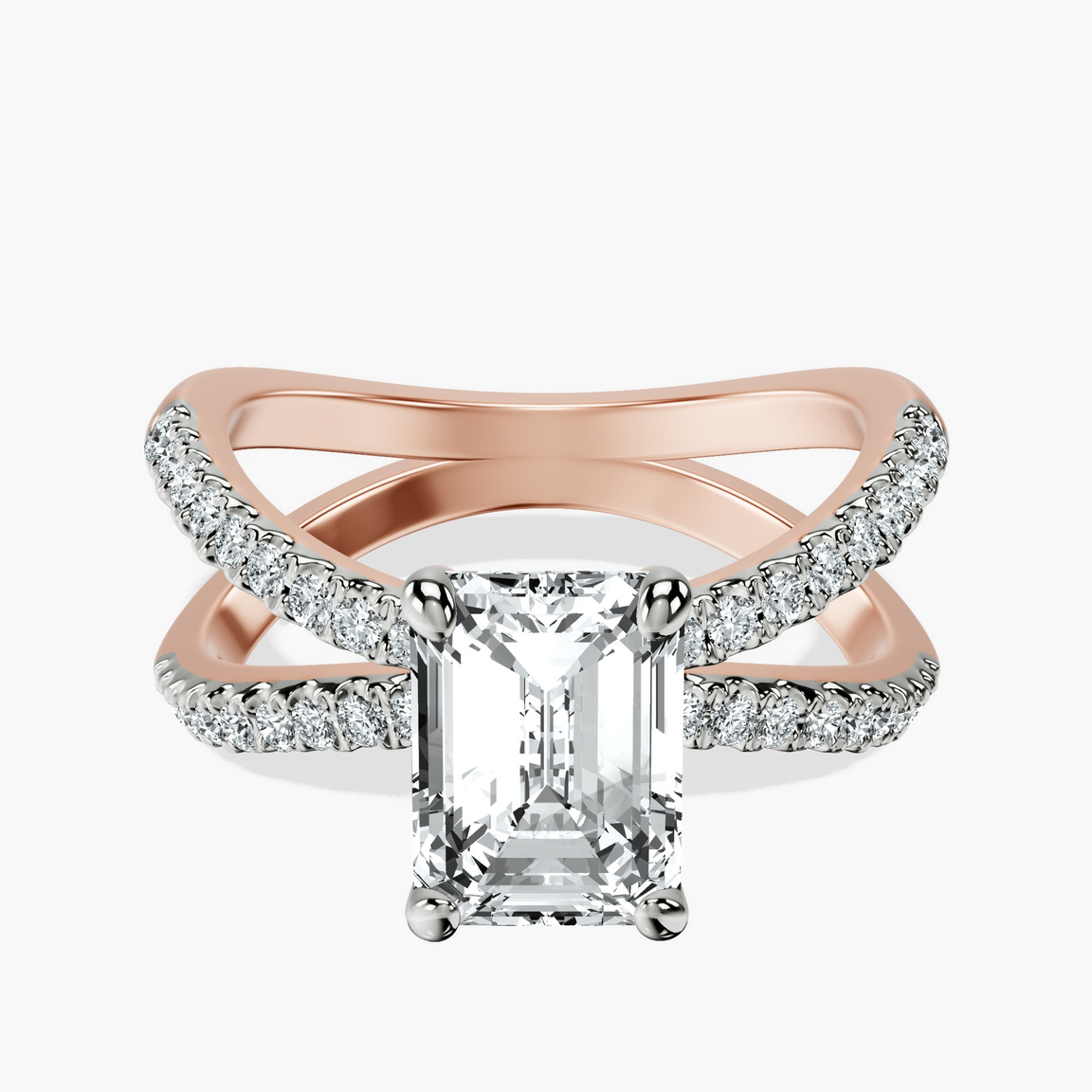 9ct Rose Gold Dakota Criss Cross Lab Diamond Ring front image