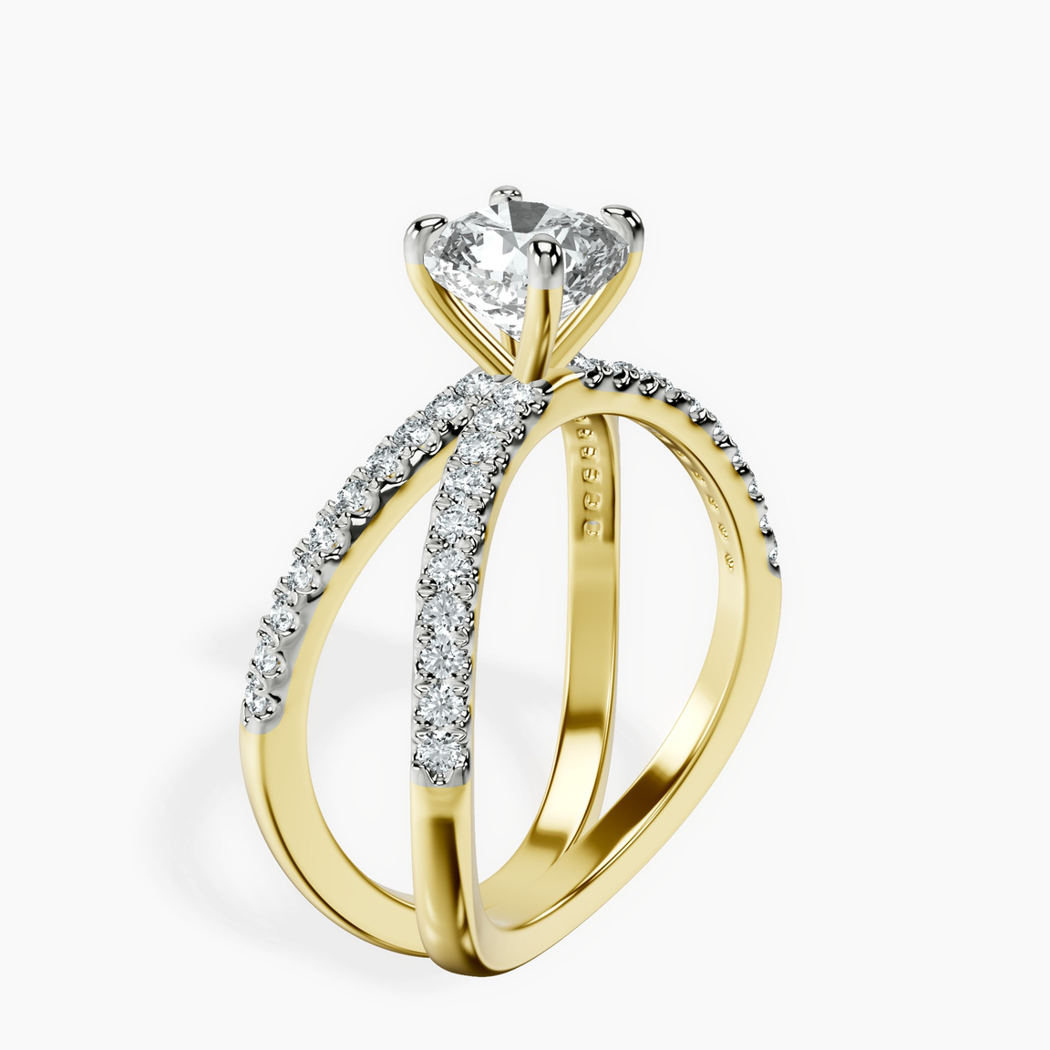 14kt Yellow Gold Dakota Criss Cross Lab Diamond Ring standing product image one