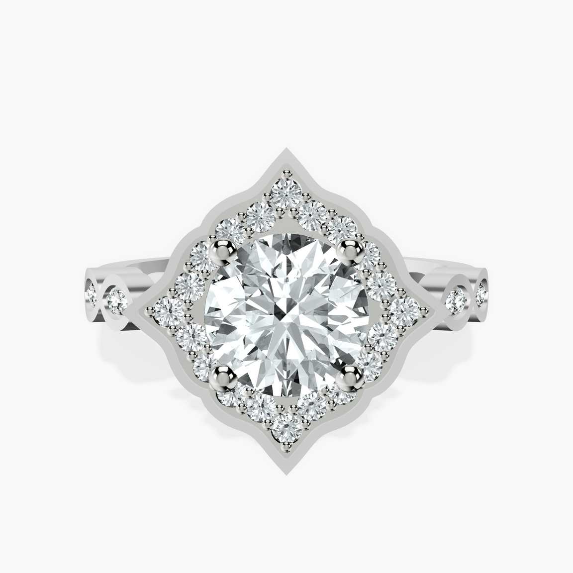 9ct White Gold Melody Vintage Halo Lab Diamond Ring front image