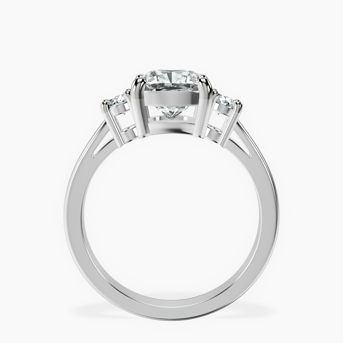 10kt White Gold Intricacy Three stone Lab Diamond Ring side right image one