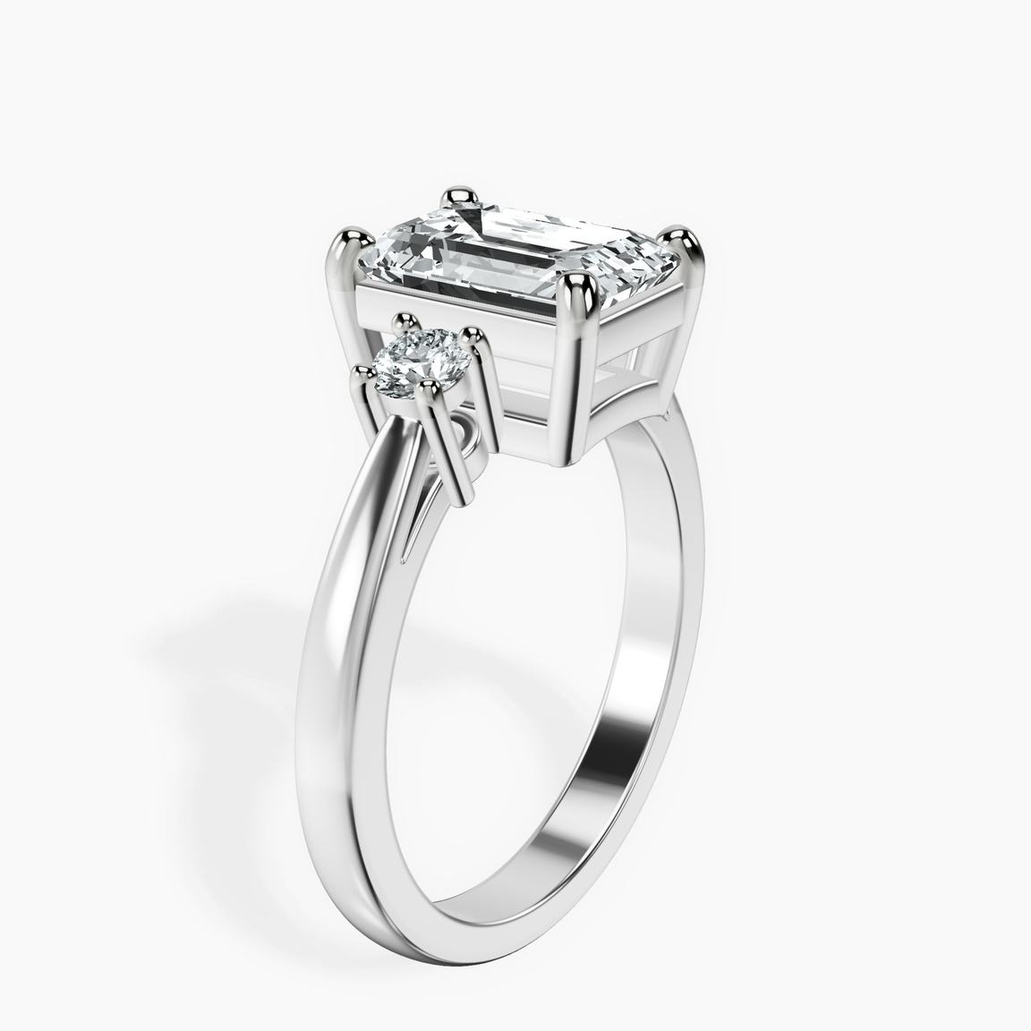 9ct White Gold Intricacy Three stone Lab Diamond Ring standing product image one