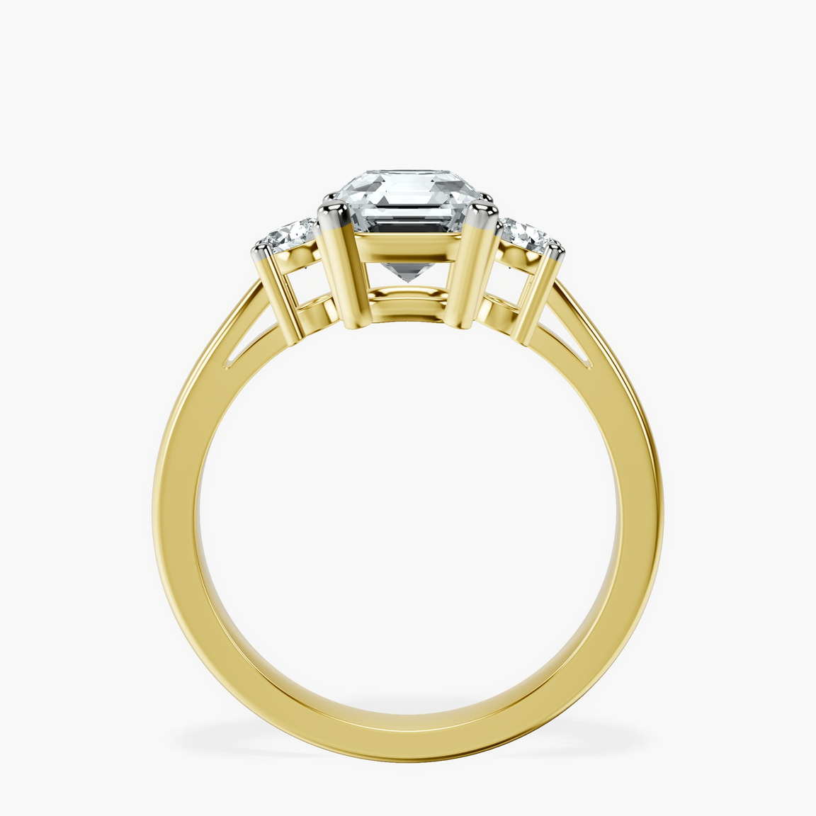 10kt Yellow Gold Intricacy Three stone Lab Diamond Ring side right image one