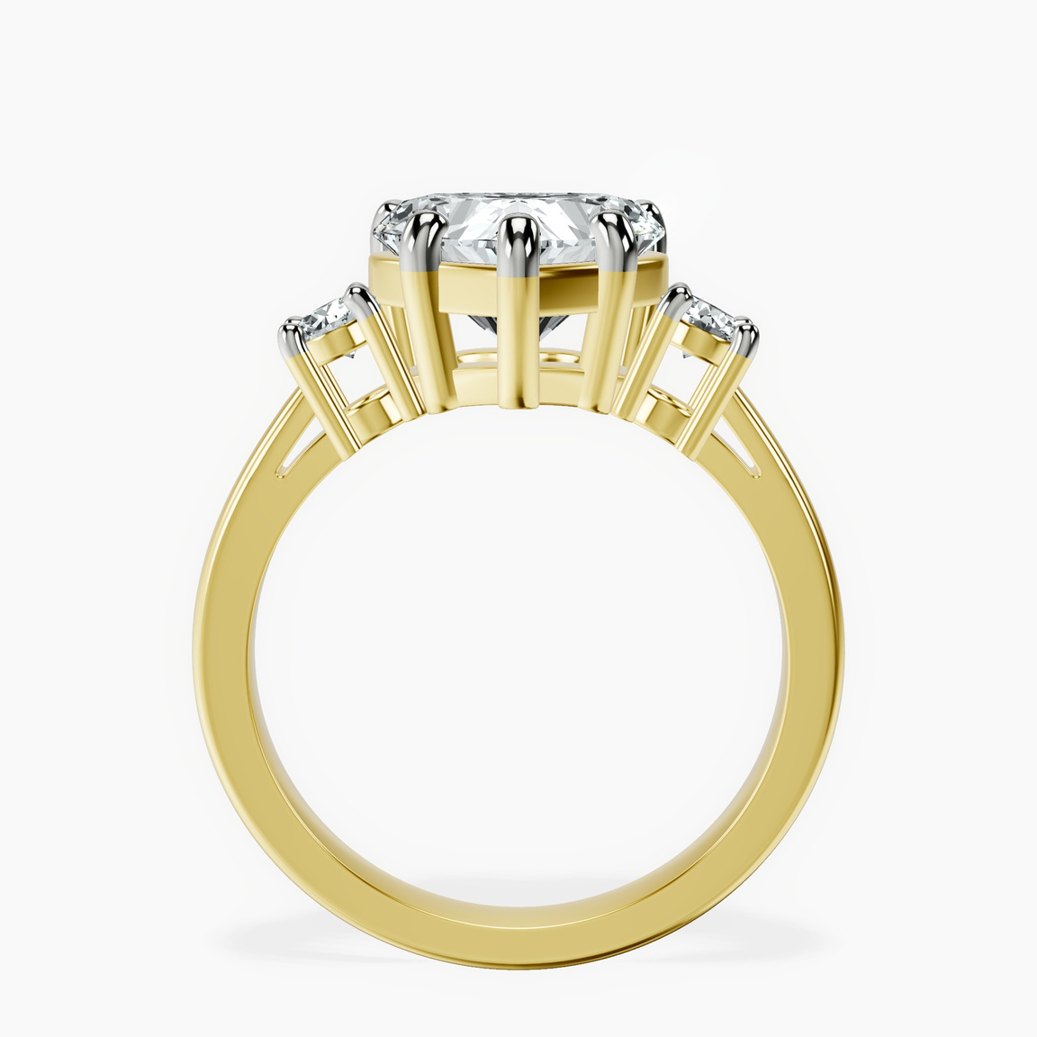18kt Yellow Gold Intricacy Three stone Lab Diamond Ring side right image one