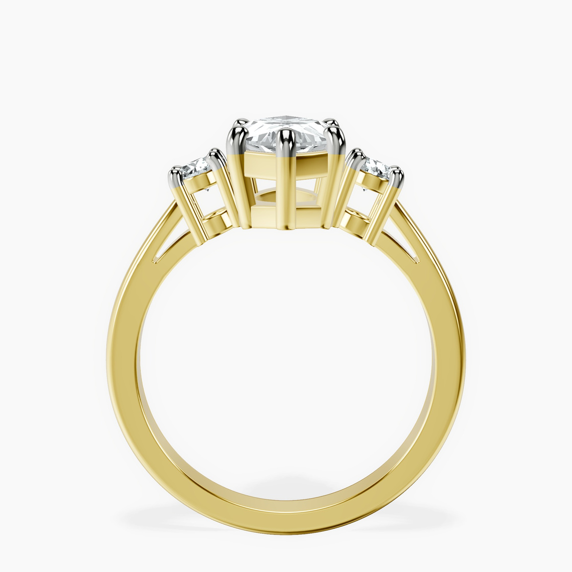 10kt Yellow Gold Intricacy Three stone Lab Diamond Ring side right image one