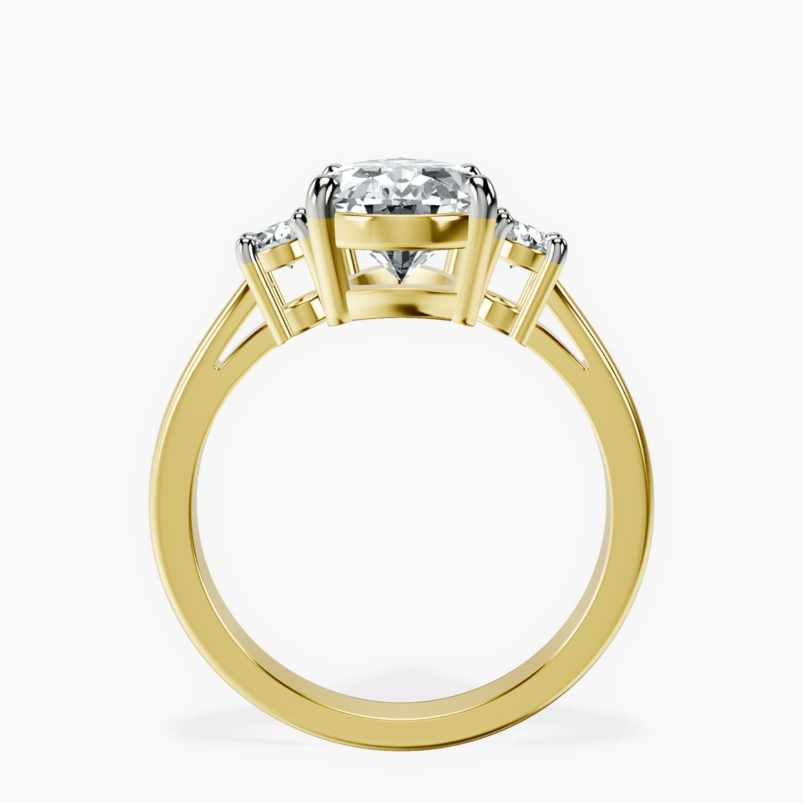 10kt Yellow Gold Intricacy Three stone Lab Diamond Ring side right image one