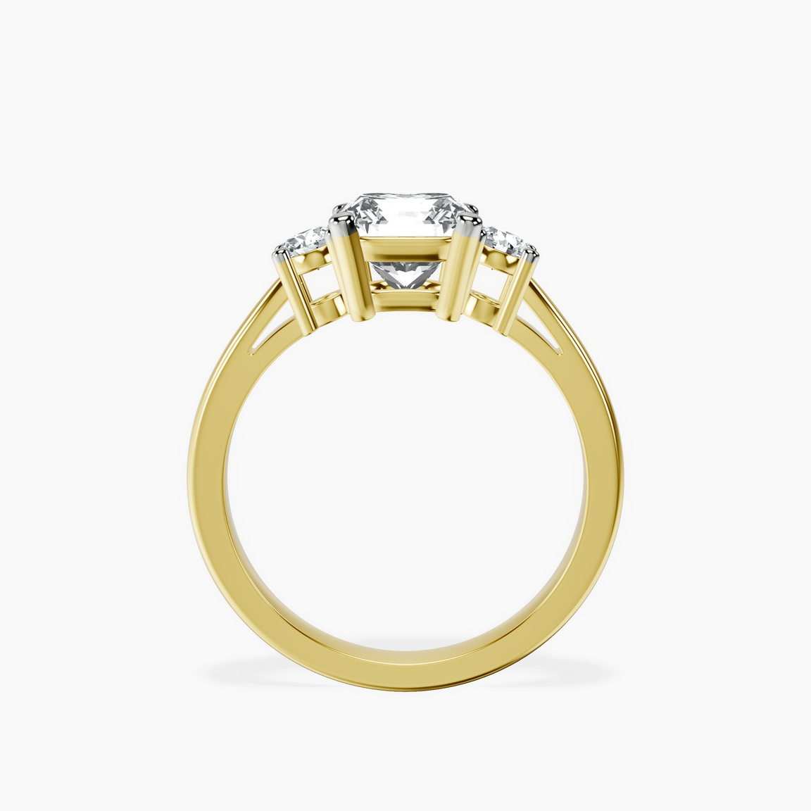 10kt Yellow Gold Intricacy Three stone Lab Diamond Ring side right image one