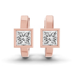 10kt Rose Gold Mirror Glow Single Princess Lab Diamond Huggie Earrings (1 Ct. Tw.) left